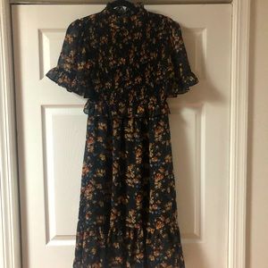 Petite floral mock neck midi dress